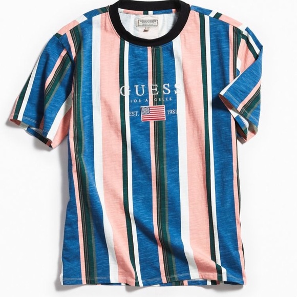 guess go sayer striped tee